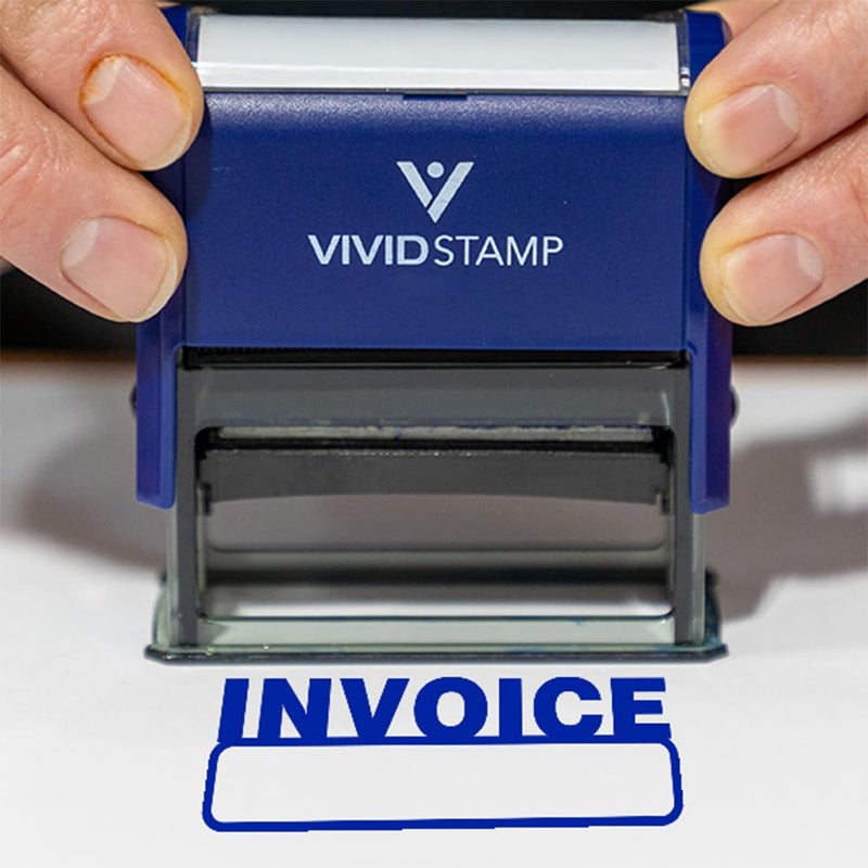 Vivid Stamp طابع مطاطي أساسي للفواتير ذات الحبر الأزرق (أوتوماتيكي) - كبير - Image 5